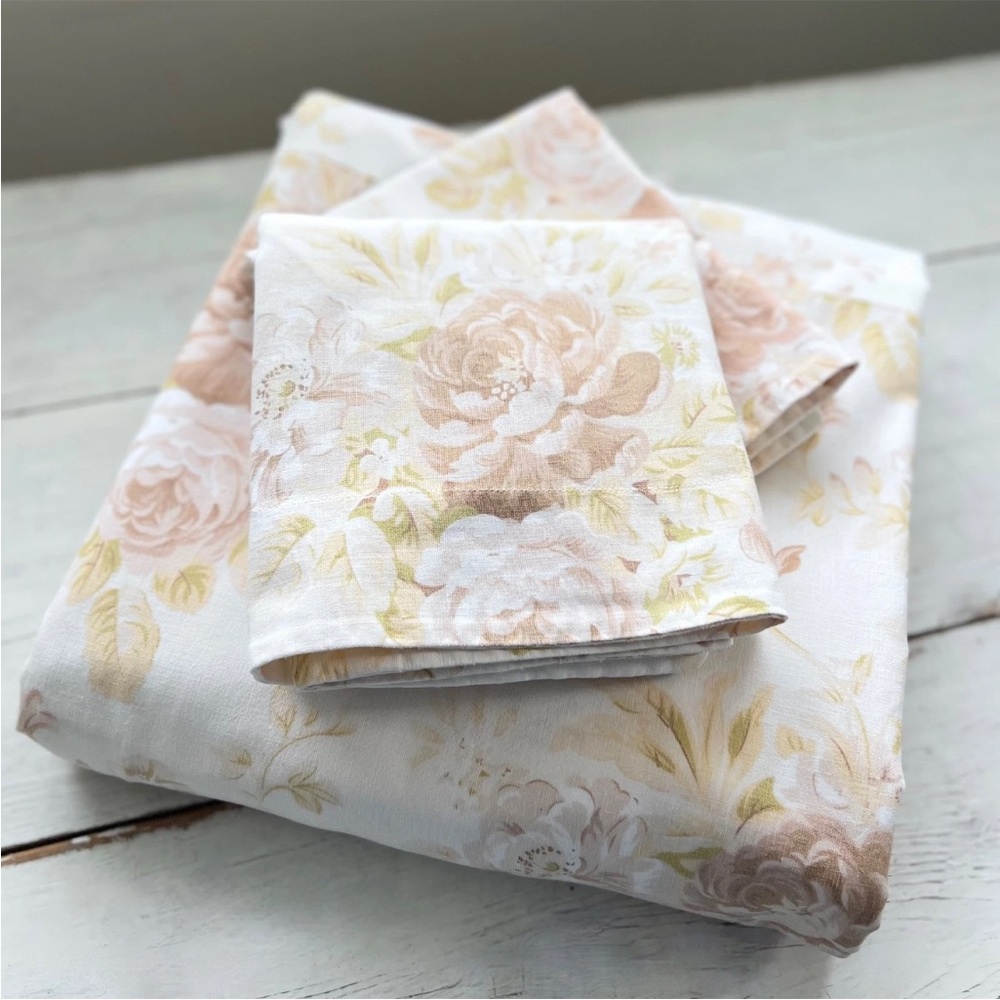 Pottery Barn Hayden Floral Linen Blend FULL/QUEEN Duvet Neutral & 2 Std. Shams - Picture 6 of 10